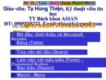 Bài giảng Microsoft Access 2003 - Tạ Hùng Thiện