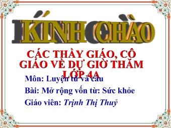 Luyện từ và câu - Mở rộng vốn từ: sức khoẻ