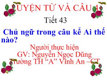 Luyện từ và câu - Tiết 43: Chủ ngữ trong câu kể ai thế nào?