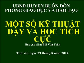 Một số kỹ thuật dạy và học tích cực