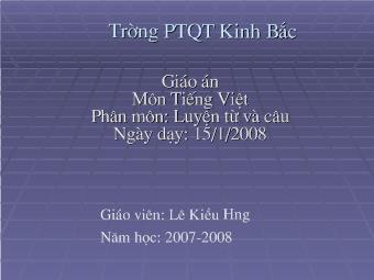 Tiếng Việt - Phân môn: Luyện từ và câu