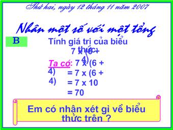 Toán - Nhân một số với một tổng