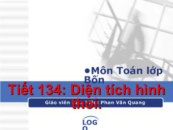 Toán - Tiết 134: Diện tích hình thoi.