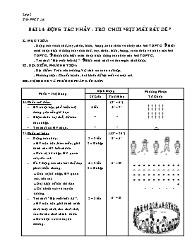 Giáo án lớp 2 - Bài 14: động tác nhảy - Trò chơi “bịt mắt bắt dê”