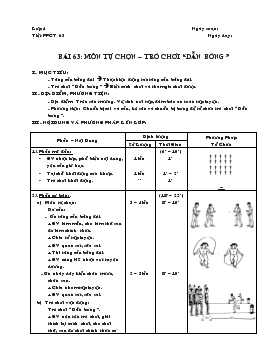 Giáo án lớp 4 - Bài 63: Môn tự chọn trò chơi “dẫn bóng”