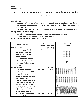Giáo án lớp 5 - Bài 12: Đội hình đội ngũ trò chơi “nhảy đúng nhảy nhanh”