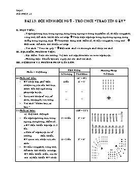 Giáo án lớp 5 - Bài 13: Đội hình đội ngũ trò chơi “trao tín gậy”
