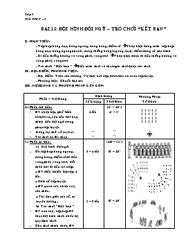 Giáo án lớp 5 - Bài 15: Đội hình đội ngũ trò chơi “kết bạn”