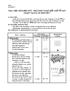 Giáo án lớp 5 - Bài 2: Đội hình đội ngũ trò chơi “chạy đổi chỗ vỗ tay nhau” và “lò cò tiếp sức”