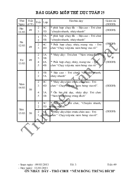 Giáo án Thể dục khối 3 - Tuấn 25