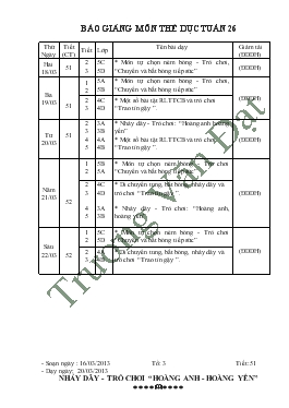 Giáo án Thể dục khối 3 - Tuấn 26