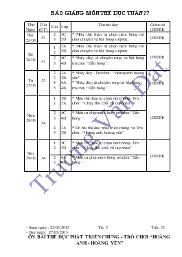 Giáo án Thể dục khối 3 - Tuấn 27