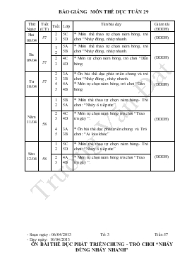 Giáo án Thể dục khối 3 - Tuấn 29