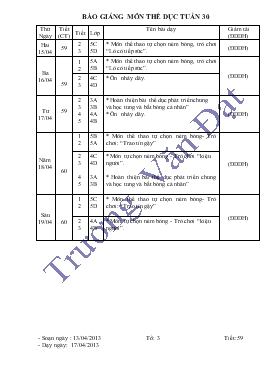 Giáo án Thể dục khối 3 - Tuấn 30