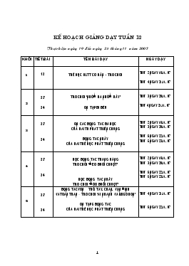 Giáo án Thể dục lớp 1 - Tuần 12