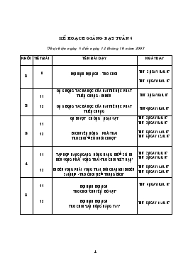 Giáo án Thể dục lớp 1 - Tuần 6