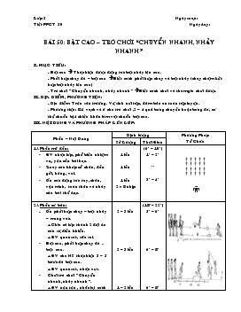 Giáo án Thể dục lớp 5 - Bài 50: Bật cao trò chơi “chuyển nhanh, nhảy nhanh”