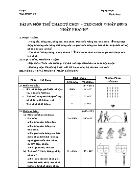 Giáo án Thể dục lớp 5 - Bài 57: Môn thể thao tự chọn trò chơi “nhảy đúng, nhảy nhanh”