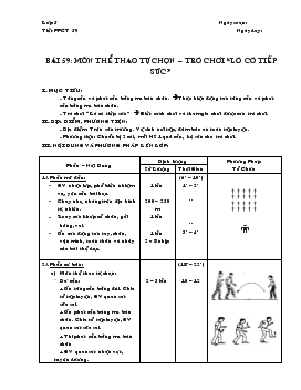 Giáo án Thể dục lớp 5 - Bài 59: Môn thể thao tự chọn trò chơi “lò cò tiếp sức”