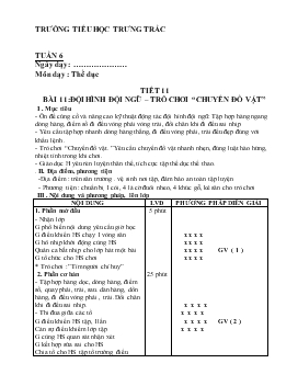 Giáo án Thể dục - Tiết 11 - Bài 11: Đội hình đội ngũ trò chơi chuyển đồ vật