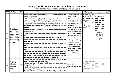 Kế hoạch giảng dạy môn Toán Khối Lớp 6