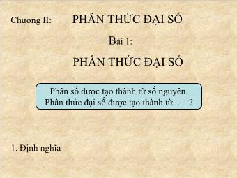 Bài 1: Phân thức đại số