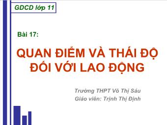 Bài 17: Quan điểm và thái độ đối với lao động - Trịnh Thị Định