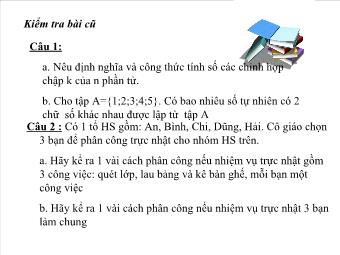 Bài 2 - Tiết 23: Hoán vị- Chỉnh hợp- Tổ hợp