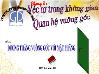 Bài 3: Đường thẳng vuông góc với mặt phẳng - Lê Văn Hà