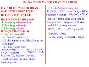 Bài 34– Crom và hợp chất của crom