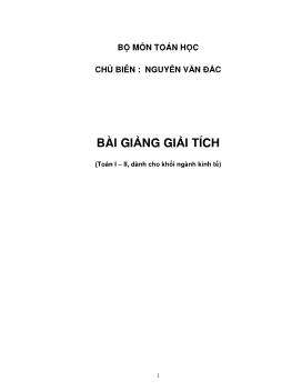 Bài giảng giải tích - Nguyễn Văn Đắc