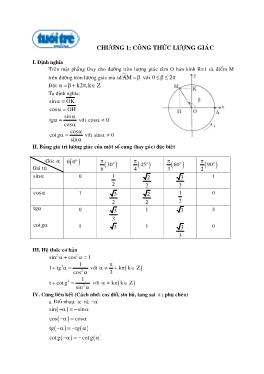 Chương 1: Công thức lượng giác