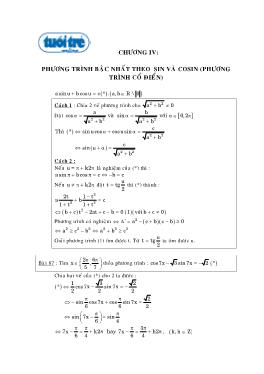 Chương IV: Phương trình bậc nhất theo sin và cosin (phương trình cổ điển)