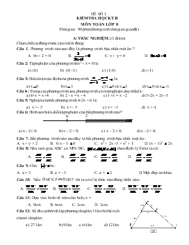 Đề kiểm tra toán 8 Học kỳ 2