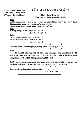 Đề thi chọn học sinh giỏi Lớp 9 môn Toán (bảng A)