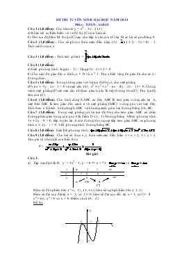 Đề thi tuyển sinh Đại học năm 2014 Môn: Toán Khối D