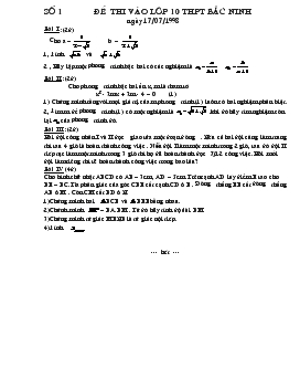 Đề thi vào lớp 10 THPT Bắc Ninh môn Toán
