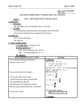 Giáo án Đại số 8 Chương I - Nguyễn Mính