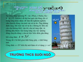 Hàm số y = ax2 (a # 0). Phương trình bậc hai một ẩn