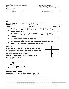 Kiểm tra 1 tiết Môn: Hình học 7 Chương 1 Đề 1