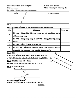 Kiểm tra 1 tiết Môn: Hình học 7 Chương 1 Đề 2