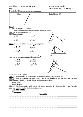 Kiểm tra 1 tiết Môn: Hình học 7 Chương 2 Đề 2
