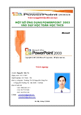 Một số ứng dụng powerpoint 2003 vào dạy học toán học THCS