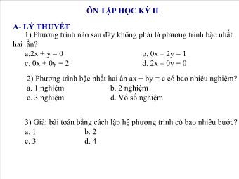 Ôn tập học kỳ II Đại số 9