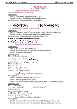 Ôn tập môn Toán Lớp 7 Năm học 2013 – 2014