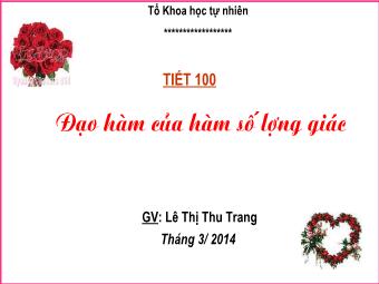 Tiết 100: Đạo hàm của hàm số lượng giác - Lê Thị Thu Trang