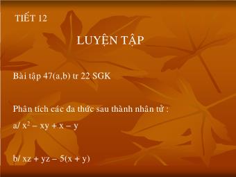 Tiết 12: Luyện tập