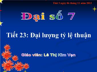 Tiết 23: Đại lượng tỉ lệ thuận