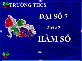 Tiết 30: Hàm số