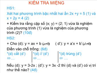 Tiết 31: Hệ hai phương trình bậc nhất hai ẩn